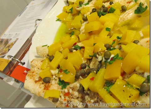 Halibut in Crazy Sauce (photo: Kat B./travelgardeneat) Halibut in Crazy Sauce (photo: Kat B./travelgardeneat)