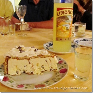 Zucotta (gelato chocolate cake) with Limoncino