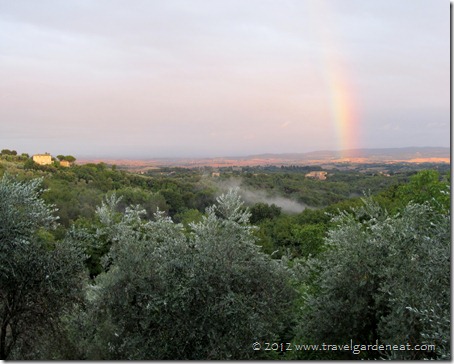 A beautiful evening view from the Villa del Cielo with Caminetto