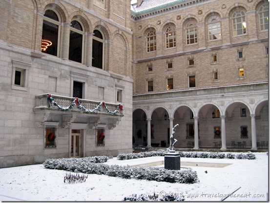 The interior courtyard at the Boston Public Library
