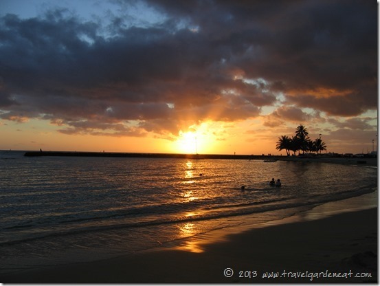Sunset on Waikiki Beach