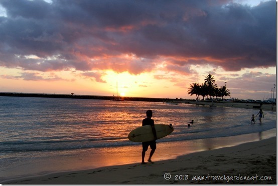 Sunset on Waikiki Beach