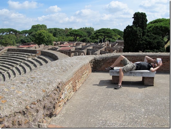 Taking a breather while exploring Ostia Antica