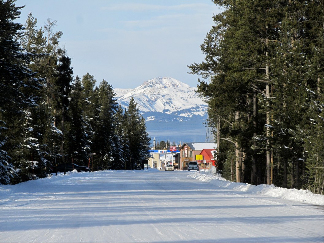 View of West Yellowstone from the gates of Yellowstone National Park