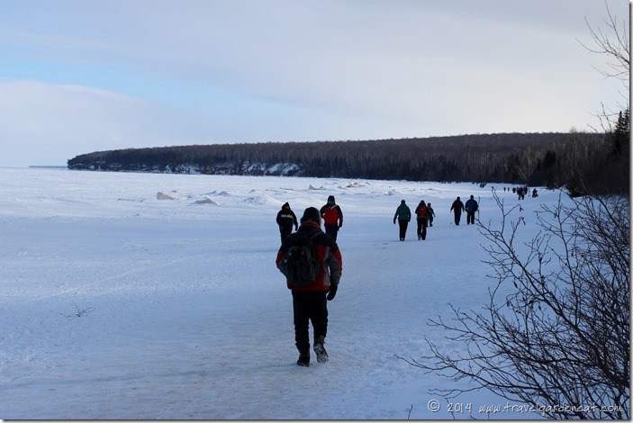 Trekking to the ice caves from the parking lot