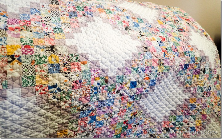 Hand-quilted postage stamp quilt 